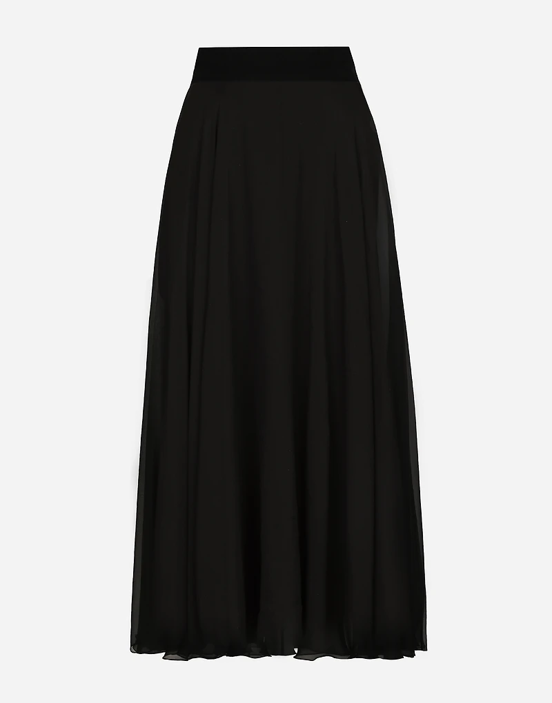 Chiffon calf-length circle skirt