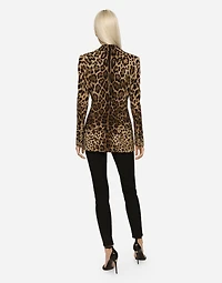 Leopard-print wool Turlington jacket