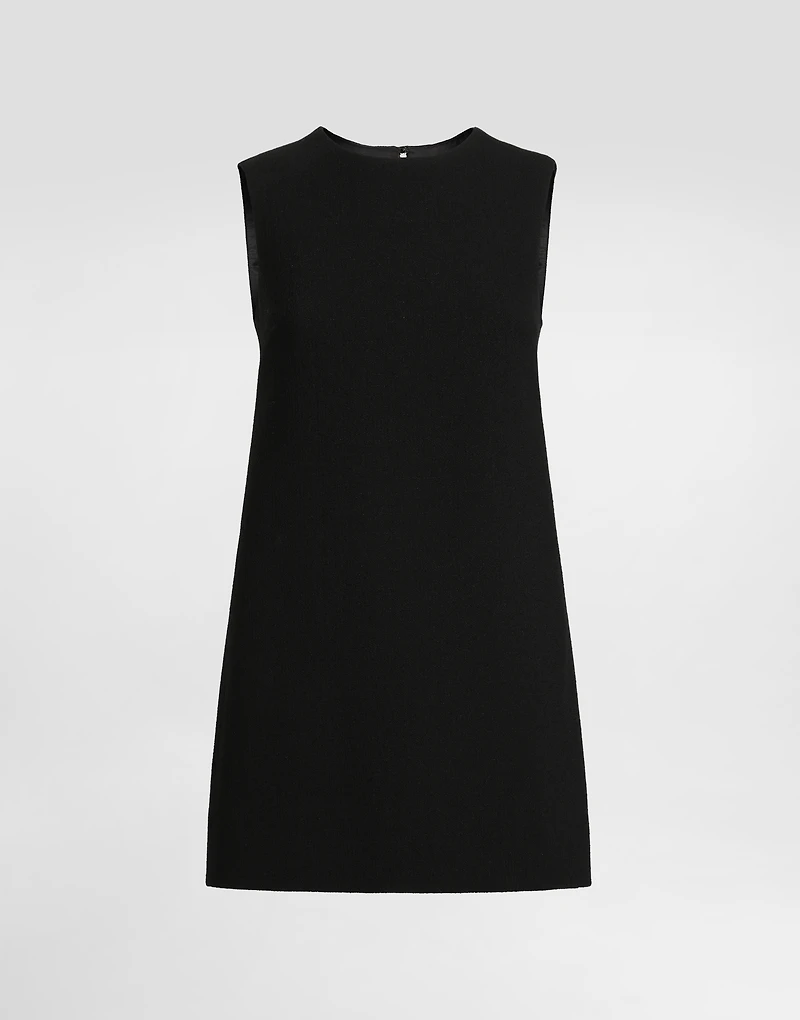 Short wool crepe A-line dress