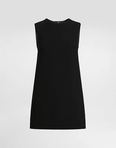 Short wool crepe A-line dress