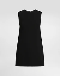 Short wool crepe A-line dress