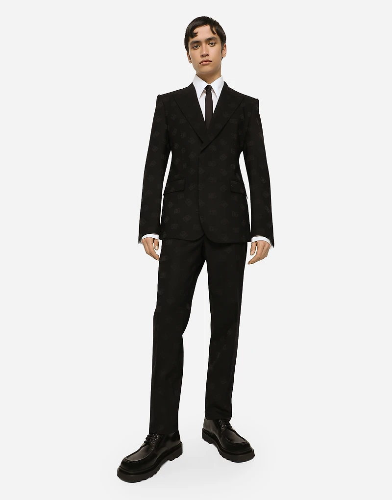 Stretch wool jacquard pants with DG logo