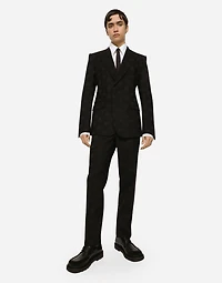 Stretch wool jacquard pants with DG logo