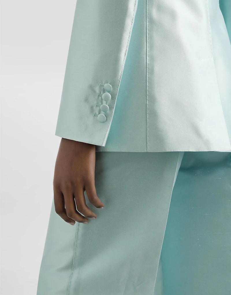 Double-breasted jacket shantung silk