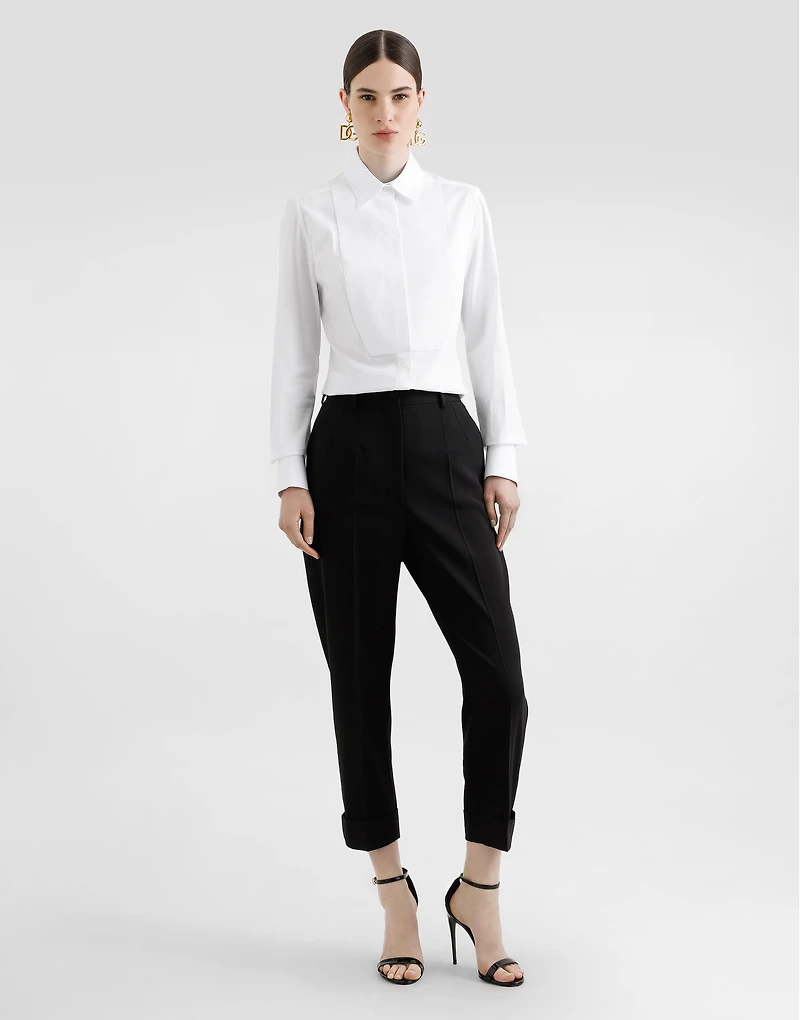 Stretch poplin tuxedo shirt