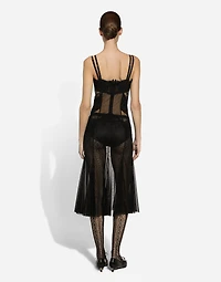 Tulle, mesh and lace calf-length slip dress