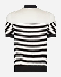Striped silk polo-shirt with DG patch