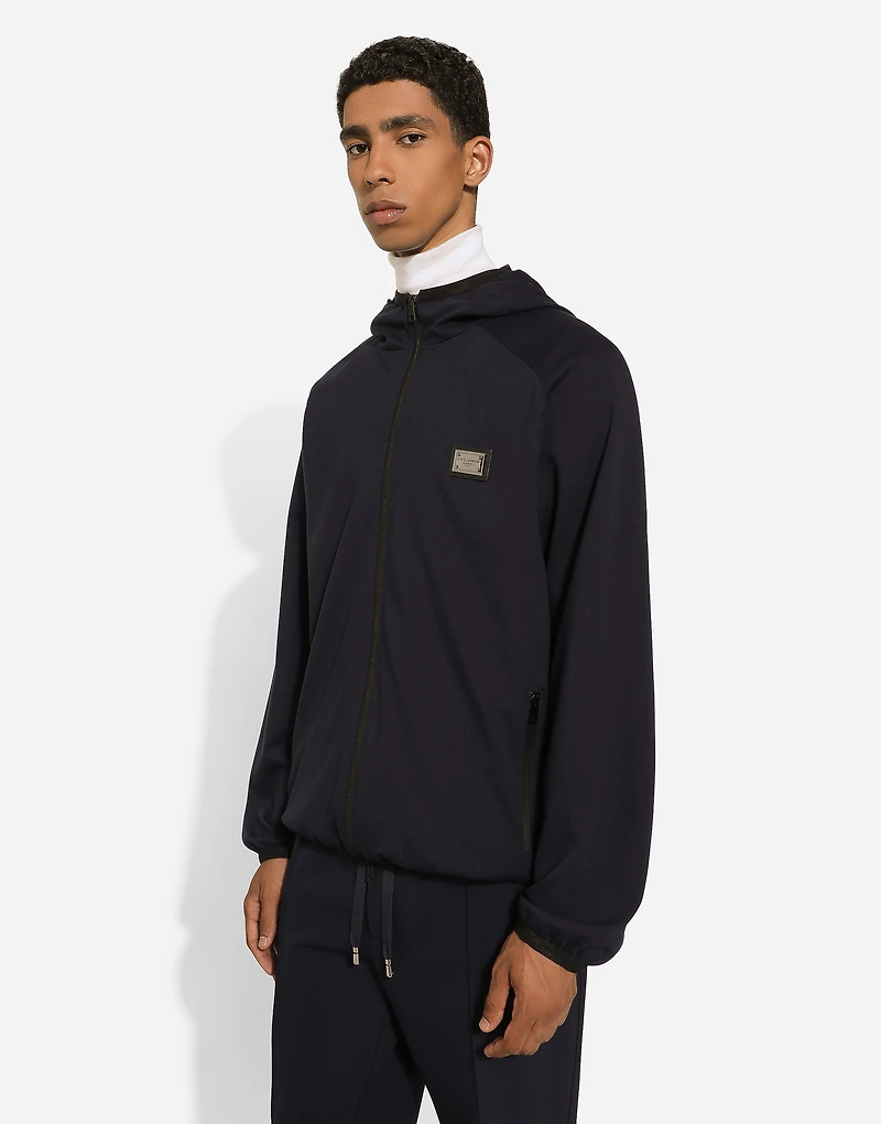 Jersey jacket with hood