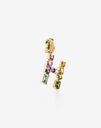 Charm H Lettering 18-carat yellow gold and multicolored gems