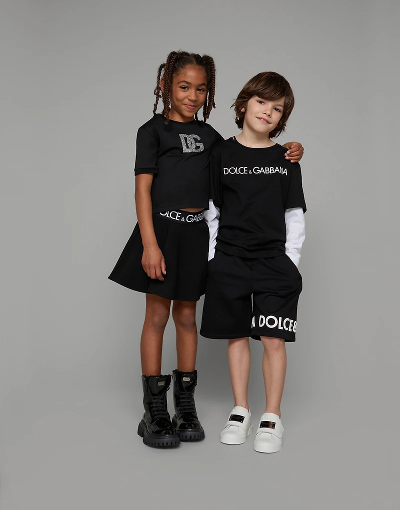 Jersey T-shirt with rhinestone logo