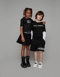 Jersey T-shirt with rhinestone logo