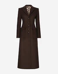 Long single-breasted wool and cashmere coat