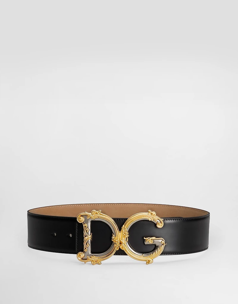 Calfskin belt with logo
