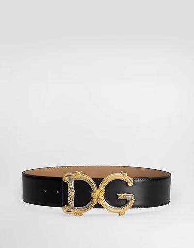 Calfskin belt with logo