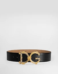 Calfskin belt with logo
