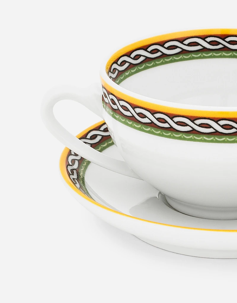 Set 2 Porcelain Teacups with Saucers