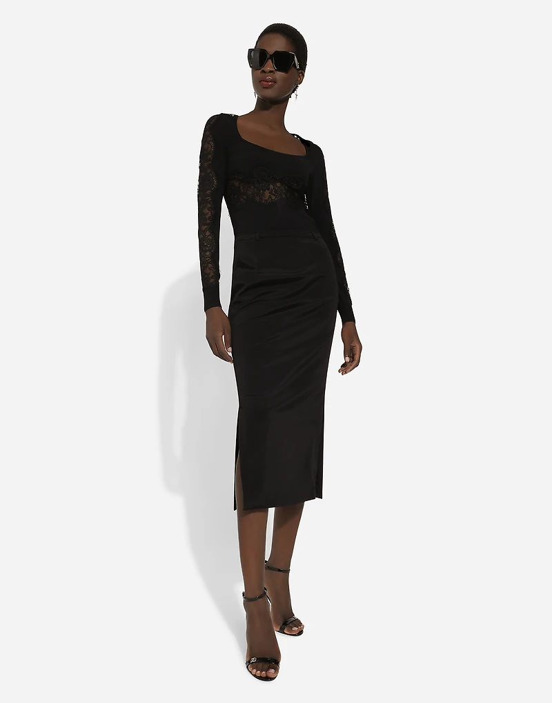 Viscose sweater with lace inserts