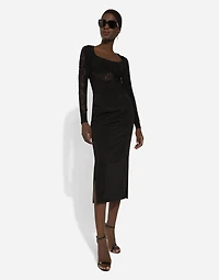 Viscose sweater with lace inserts