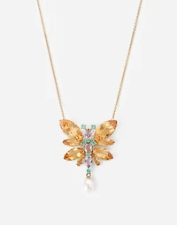 Butterfly Necklace 18-carat yellow gold and citrines