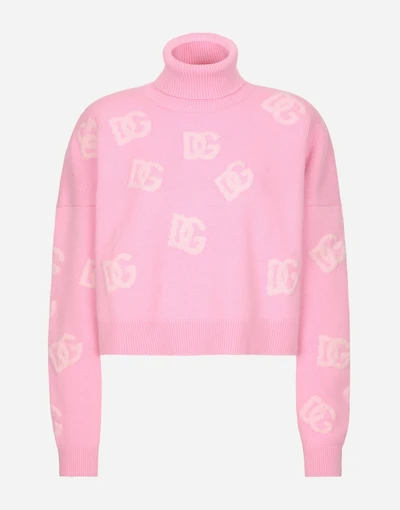 Cropped wool sweater with DG logo inlay