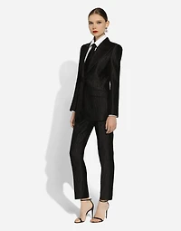 Single-breasted floral brocade Turlington jacket