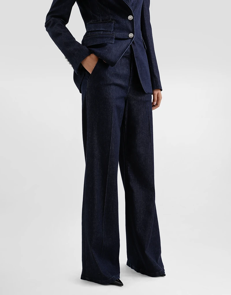 Silk denim palazzo pants