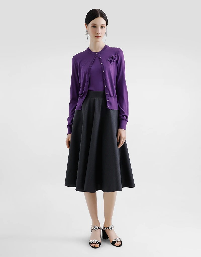 Woolen midi circle skirt