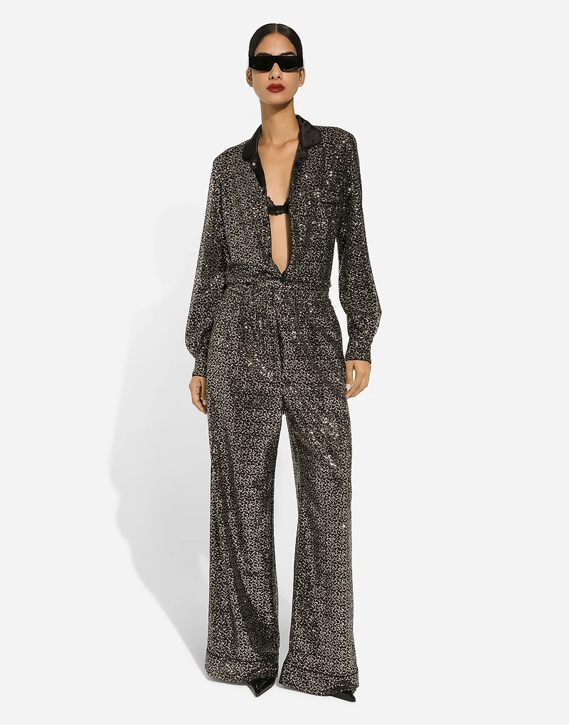 Sequined pajama pants