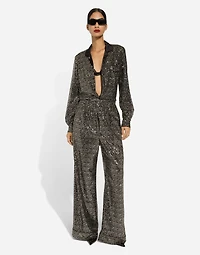 Sequined pajama pants