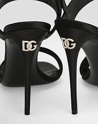 Satin sandals with fusible rhinestones