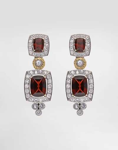 Eleganza Earrings 18-carat white and rose gold, garnets, and sapphires