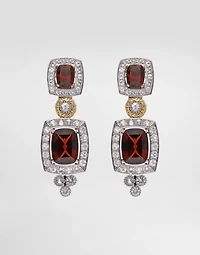 Eleganza Earrings 18-carat white and rose gold, garnets, and sapphires