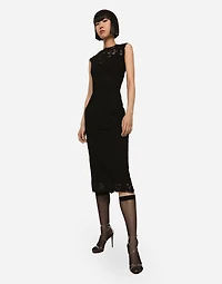 Branded stretch lace calf-length dress