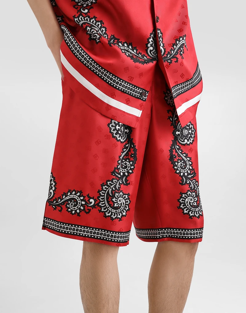 Bandanna-print silk shorts