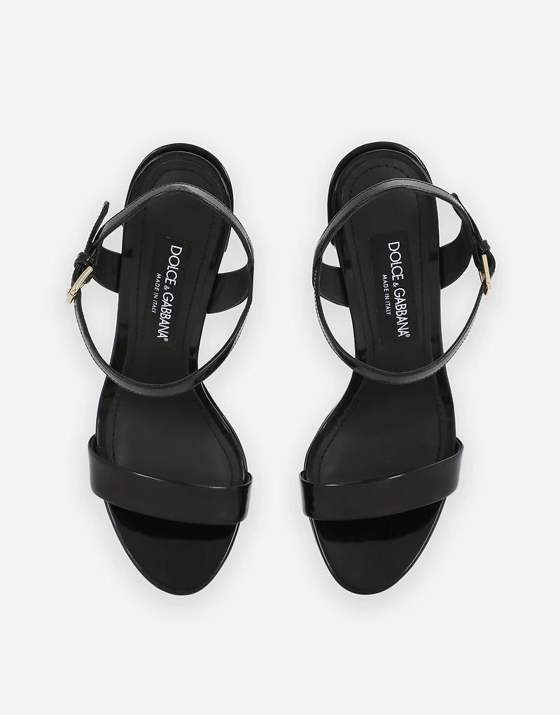 Polished calfskin platform sandals