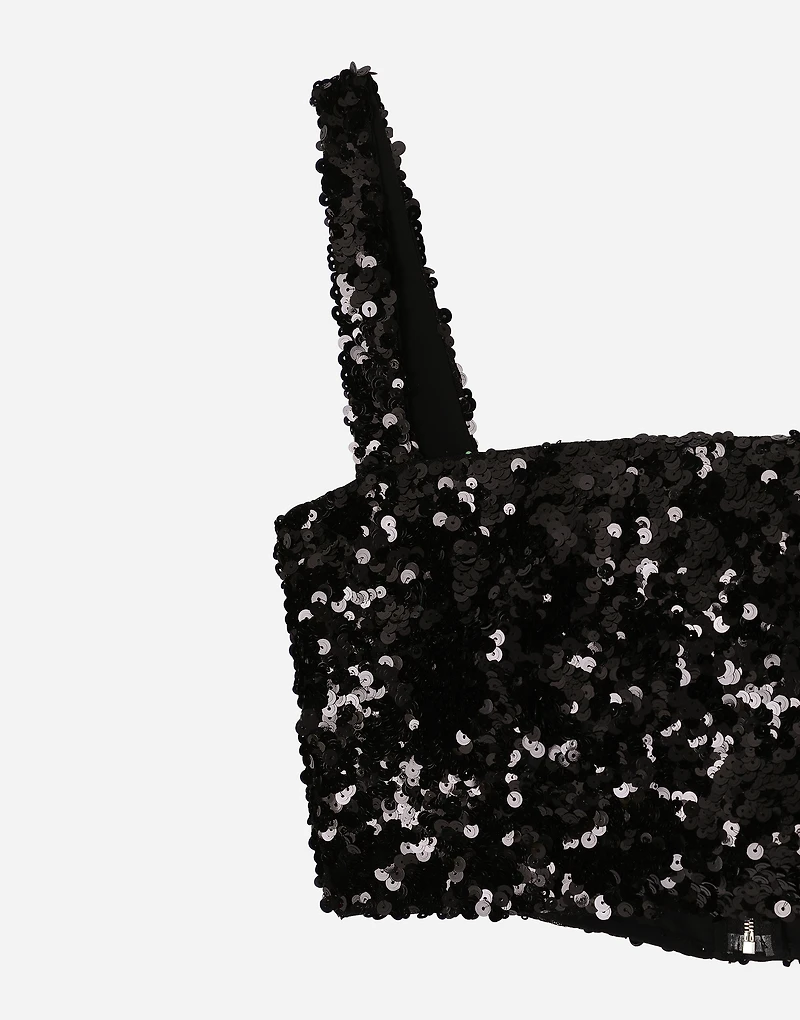 Sequined crop top with straps
