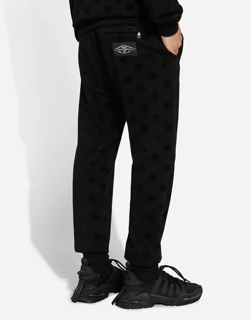 Jersey jogging pants with all-over DG logo print