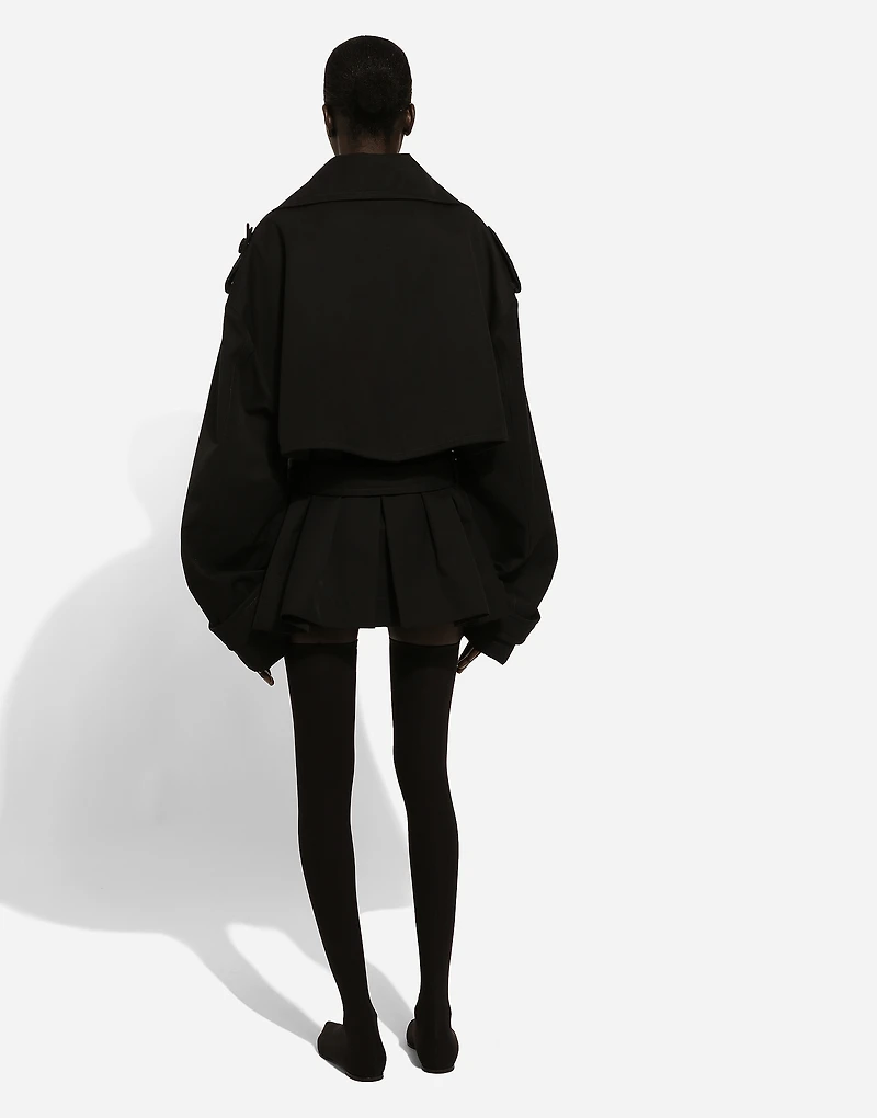 Double-breasted jacket with cotton belt