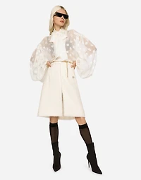 Devoré satin pussy-bow shirt with all-over DG logo