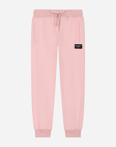 Jersey jogging pants with logo patch