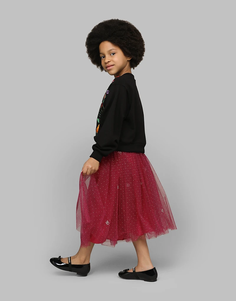 Glittery-print tulle skirt