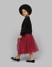 Glittery-print tulle skirt