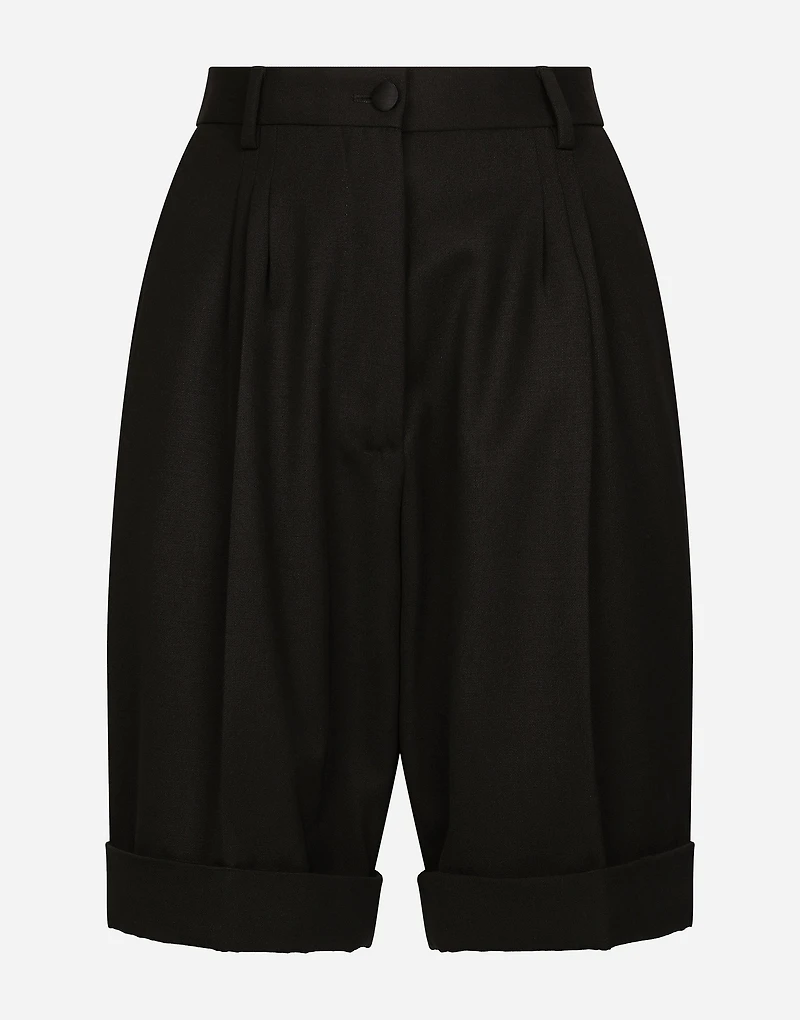 Wool gabardine shorts