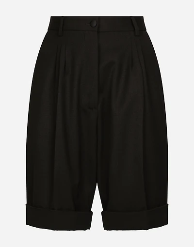Wool gabardine shorts