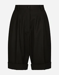 Wool gabardine shorts