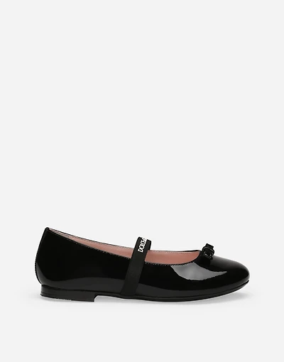Patent leather ballet flats with elastic