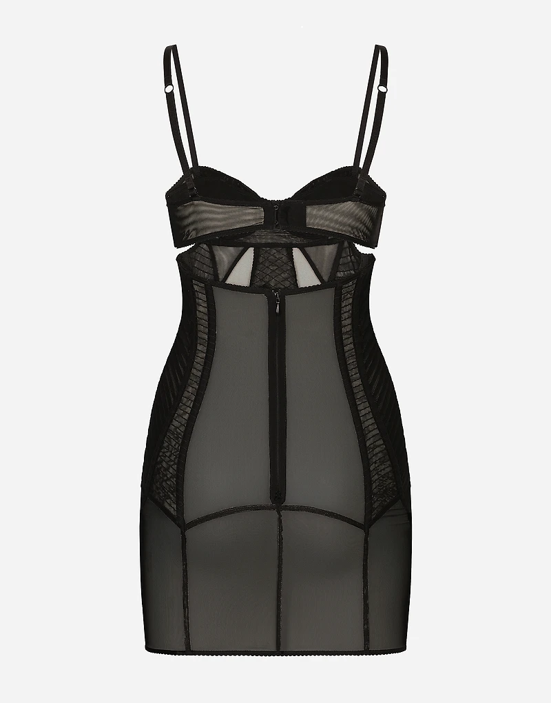 Tulle minidress with corset details
