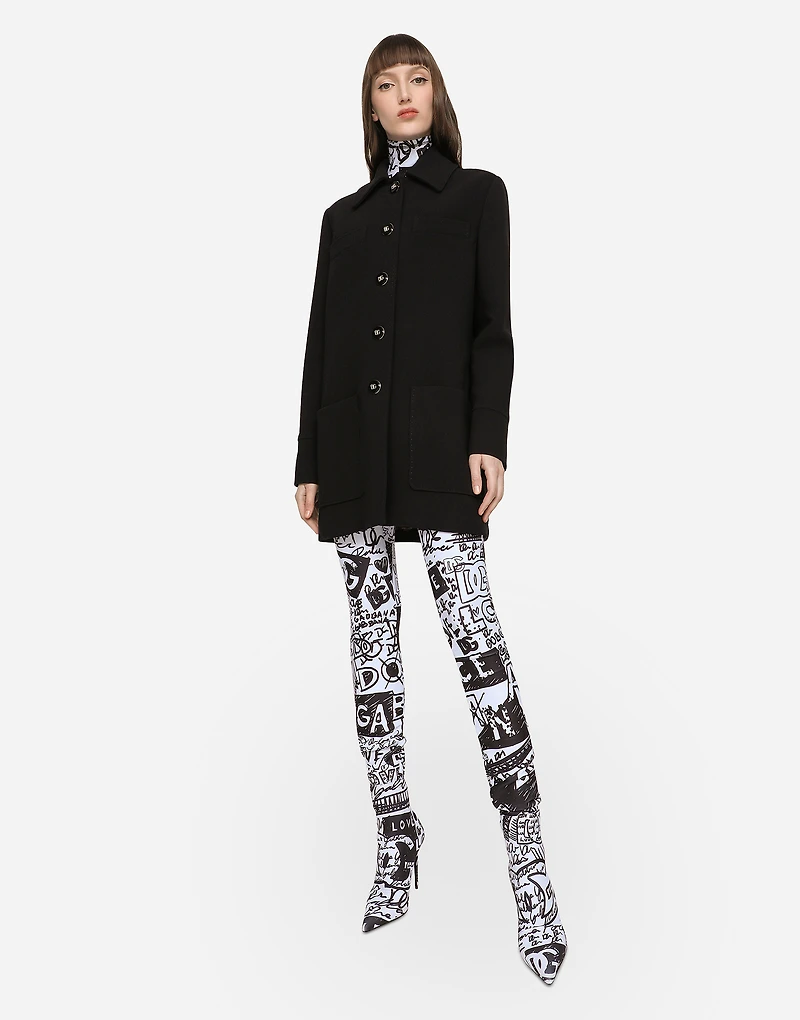 Double crepe peacoat with galalith buttons