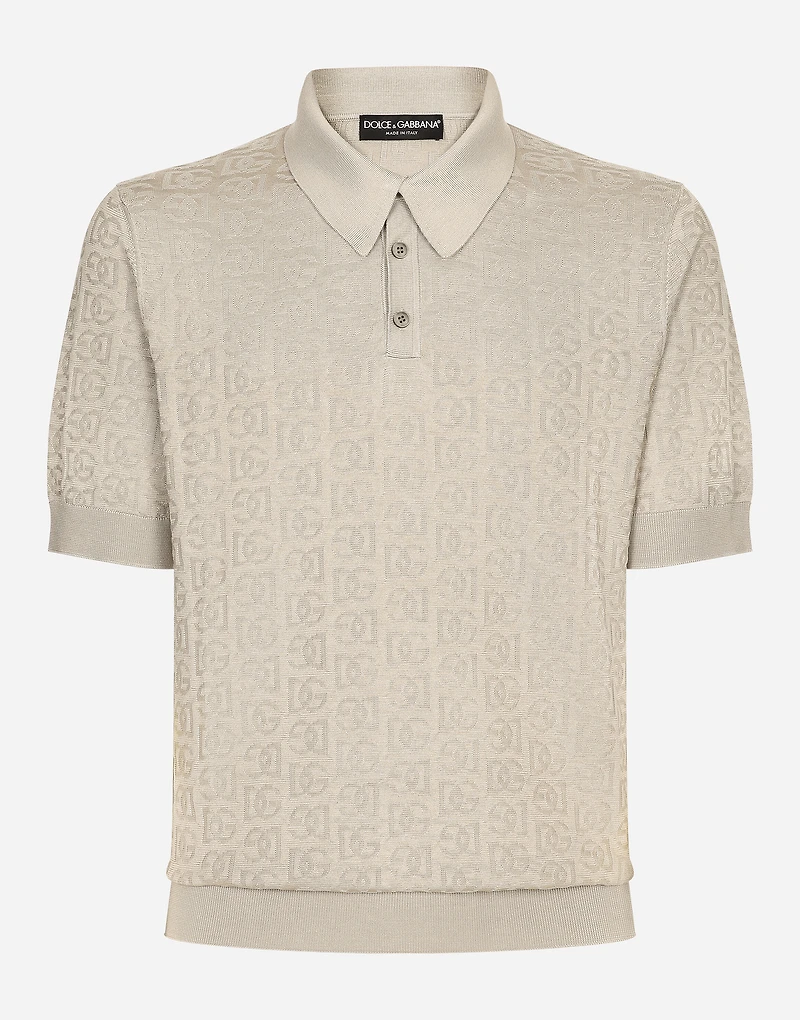 Silk jacquard polo-shirt with DG logo
