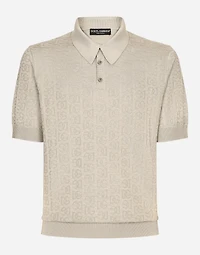 Silk jacquard polo-shirt with DG logo